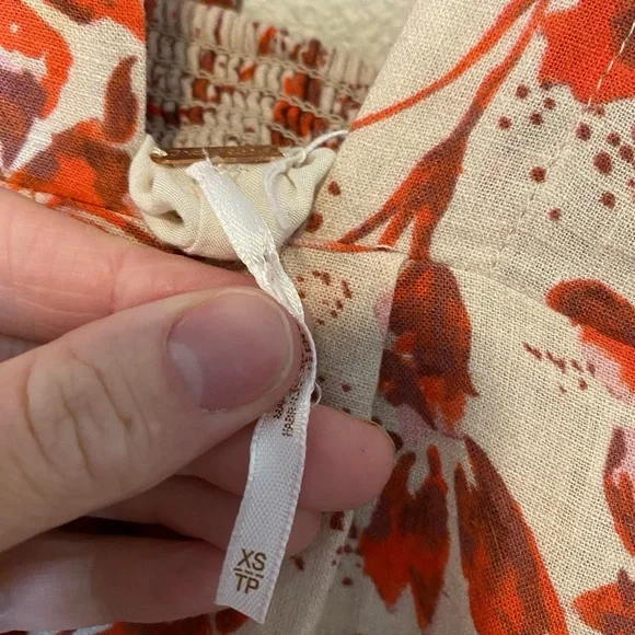 Free people floral long sleeve mini dress size XS - Picture 8 of 9